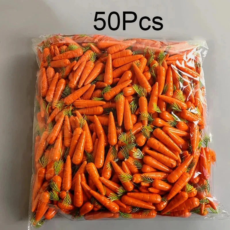 50Pcs Künstliche Schaum Karotte Ostern Dekoration Simulation Mini Karotten Gefälschte Gemüse Für Ostern Geburtstag Party Wohnkultur
