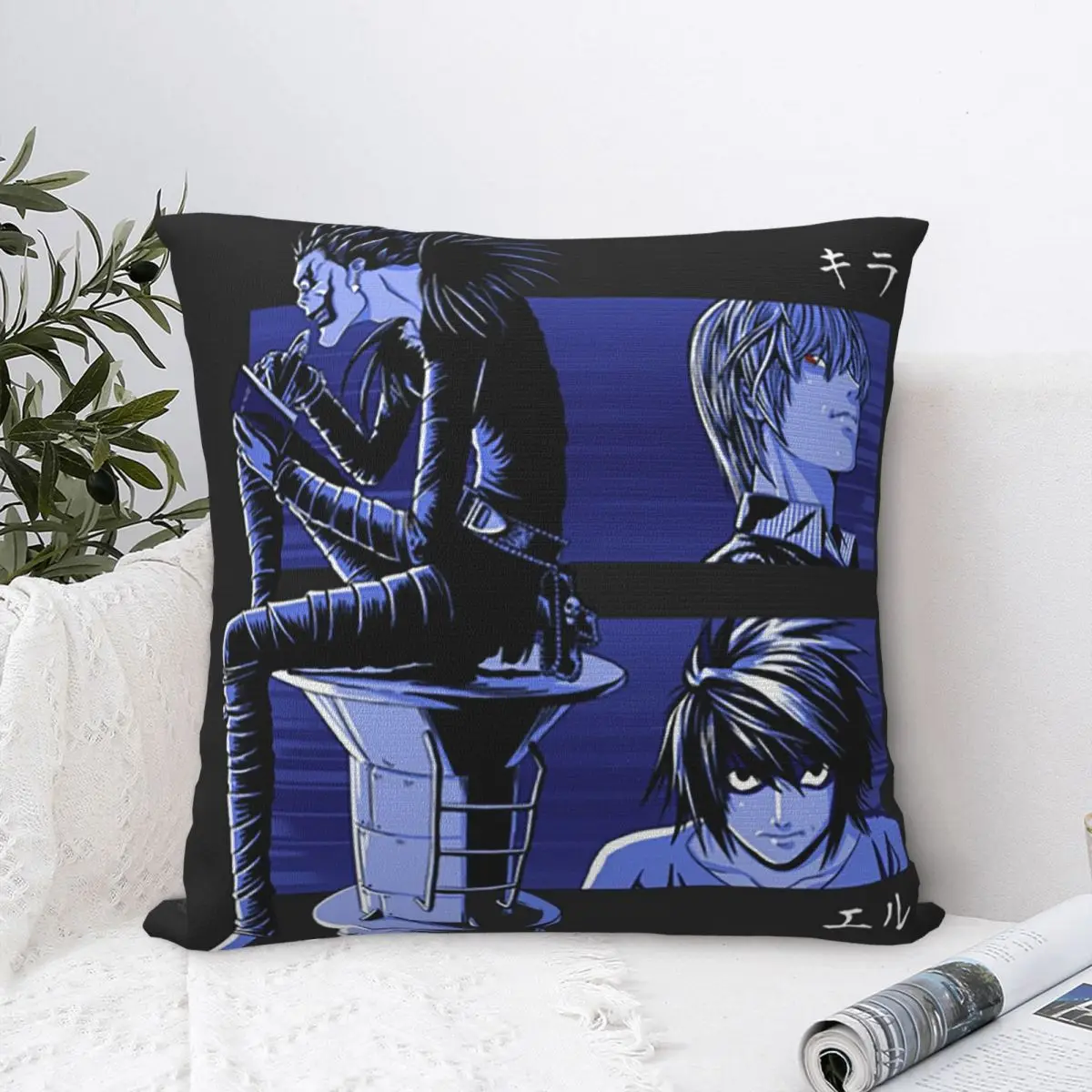 Death Note Anime Square Pillow Cases Ryuk Lawliet Light Yagami Cushion Covers Custom Zipper Decor Pillowcase for Sofa 45x45cm