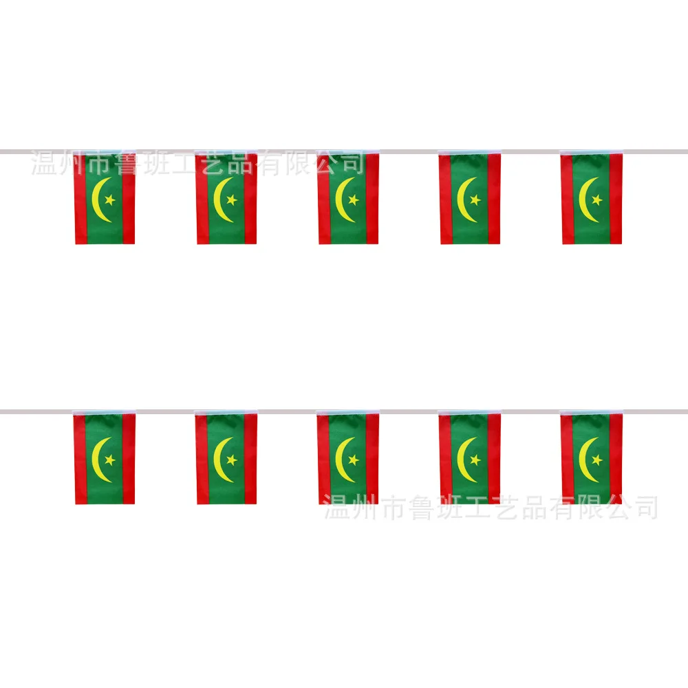 SKY FLAG Mauritania bunting flags 14x21cm 20pcs/lot Mauritania String flags Pennant Banner for Festival Party decoration