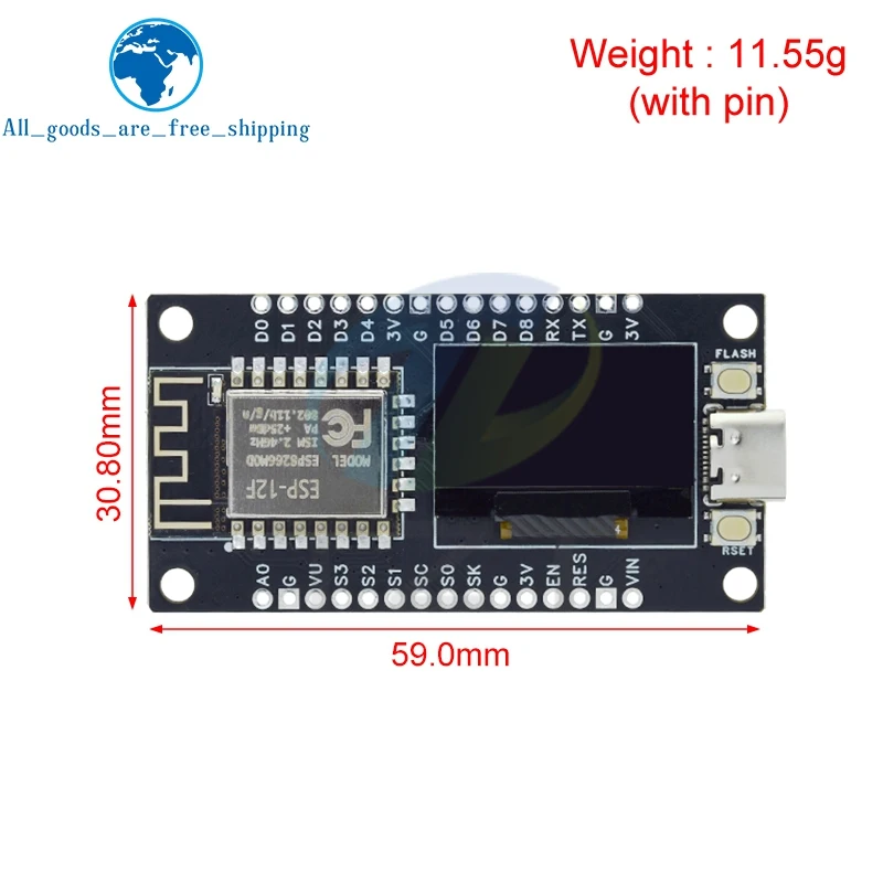 Carte de développement ESP8266 V3 avec écran OLED 0,96 pouce CH340 A on