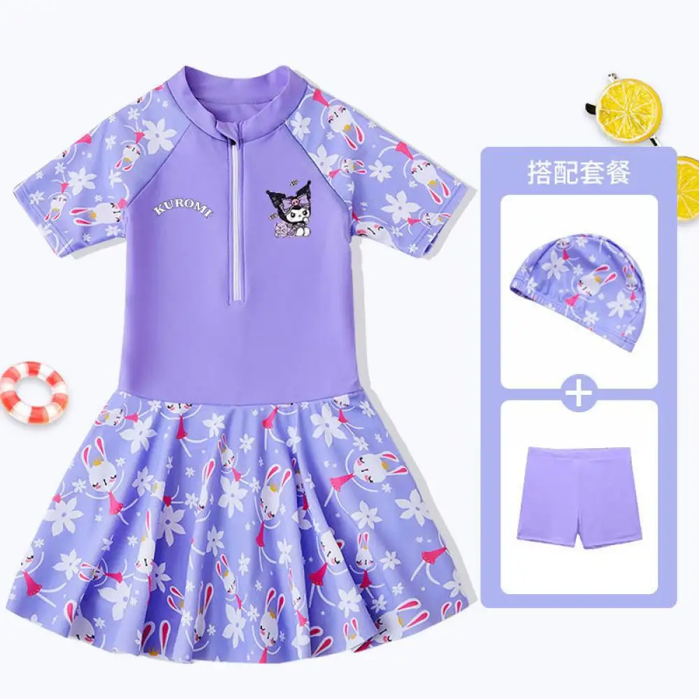

Children's Swimsuits Sanrio Kuromi Girls Summer Beach Shorts Child Baby Princess Skirt Swimwear Vacation Beach Quick Dry Bikini