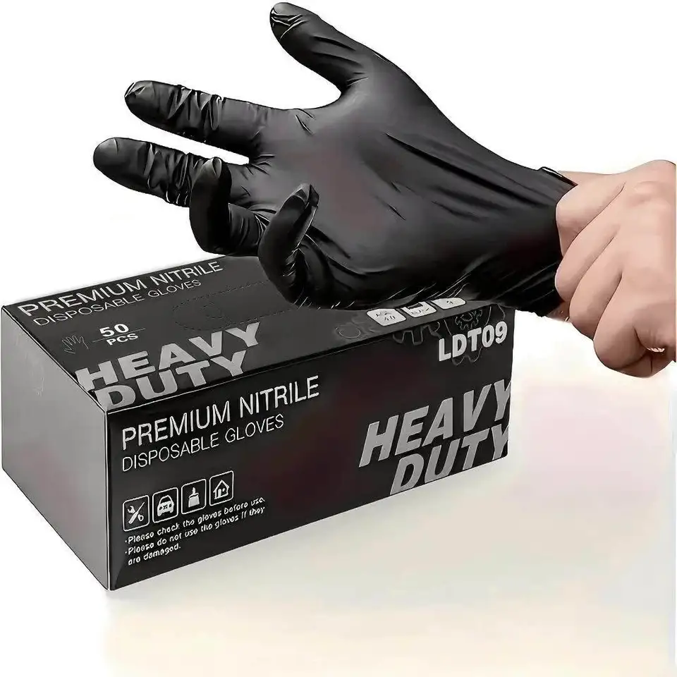 Industrial Grade Black Disposable Nitrile Gloves