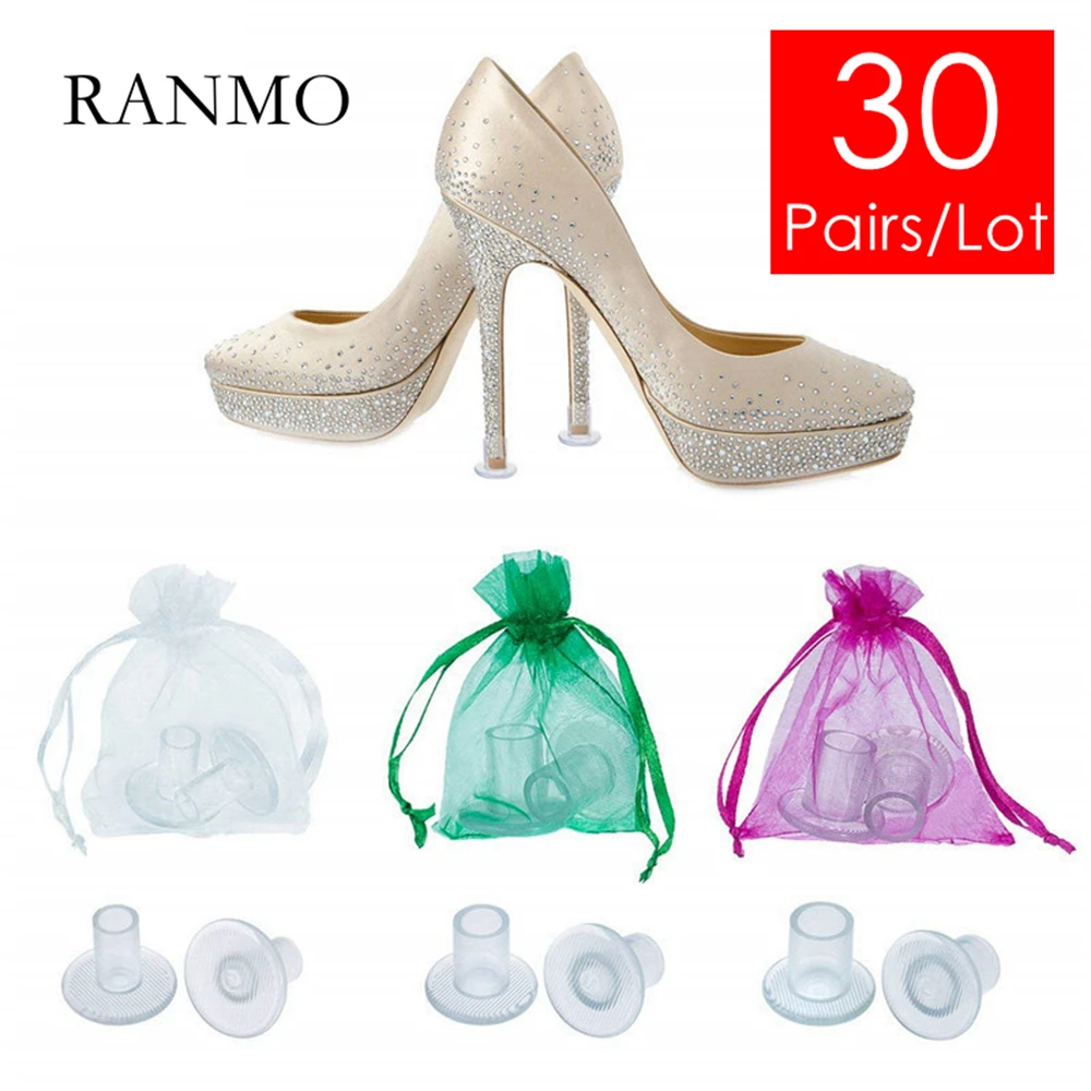 30 Pairs/Lot Silicone High Heel Protector For Grass Women Shoe Heel Savers Anti-slip Heel Guards For Bride Outdoor Wedding Party