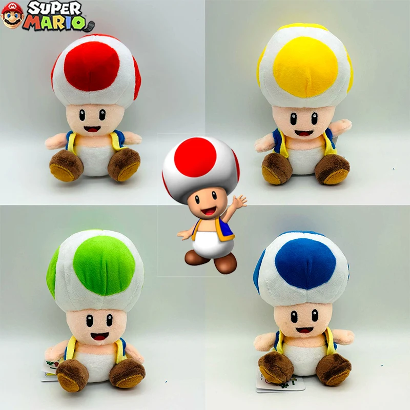 Kawaii Super Mario Bros Toad Stuffed Animals Doll Figure Cuddly Toy Cute Toad Dolls for Boys Girls Game Peripherals Gifts 17CM