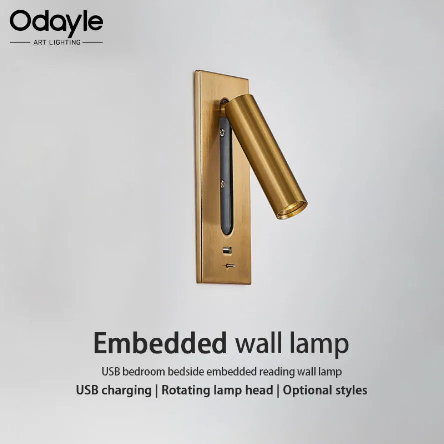 Modern LED Wall Lamp Iron Art Simple Embedded Reading Wall Lamp Living Room Bedroom Balcony Decorative Lamp with USB Interface