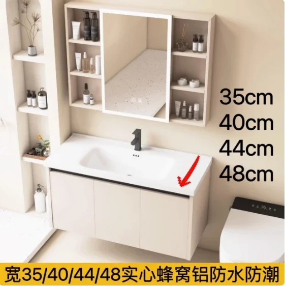 Bathroom cabinet combination 35cm40 width 44 integrated ceramic wash basin small apartment bathroom