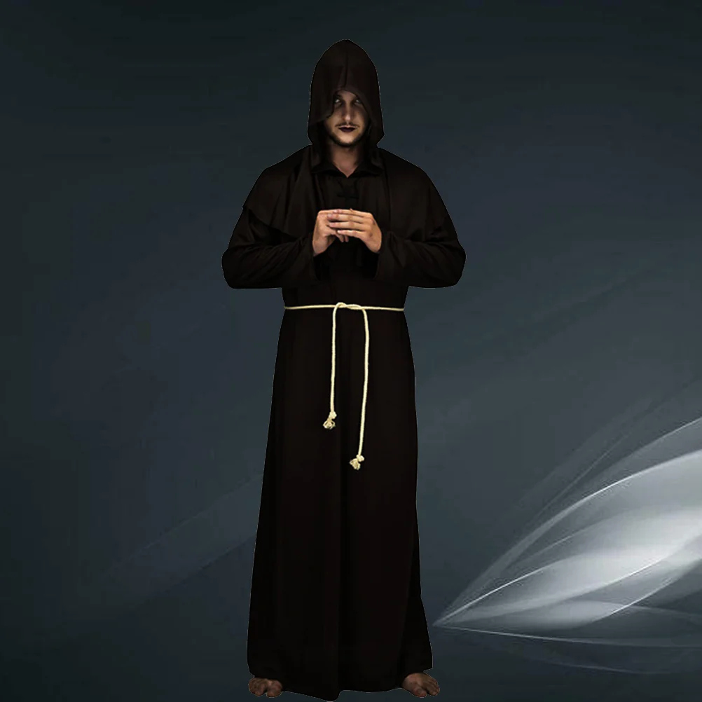 Wizard Robe Halloween Costume Medieval Monk Cosplay Suit Costumes Uniform Hooded