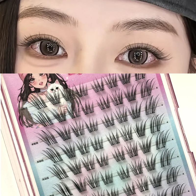 Sztuczne rzęsy Life Girls Fox, bez kleju, naturalne na zdjęciach, mikro-kręcenie, gęste, naturalny makijaż, dla początkujących.