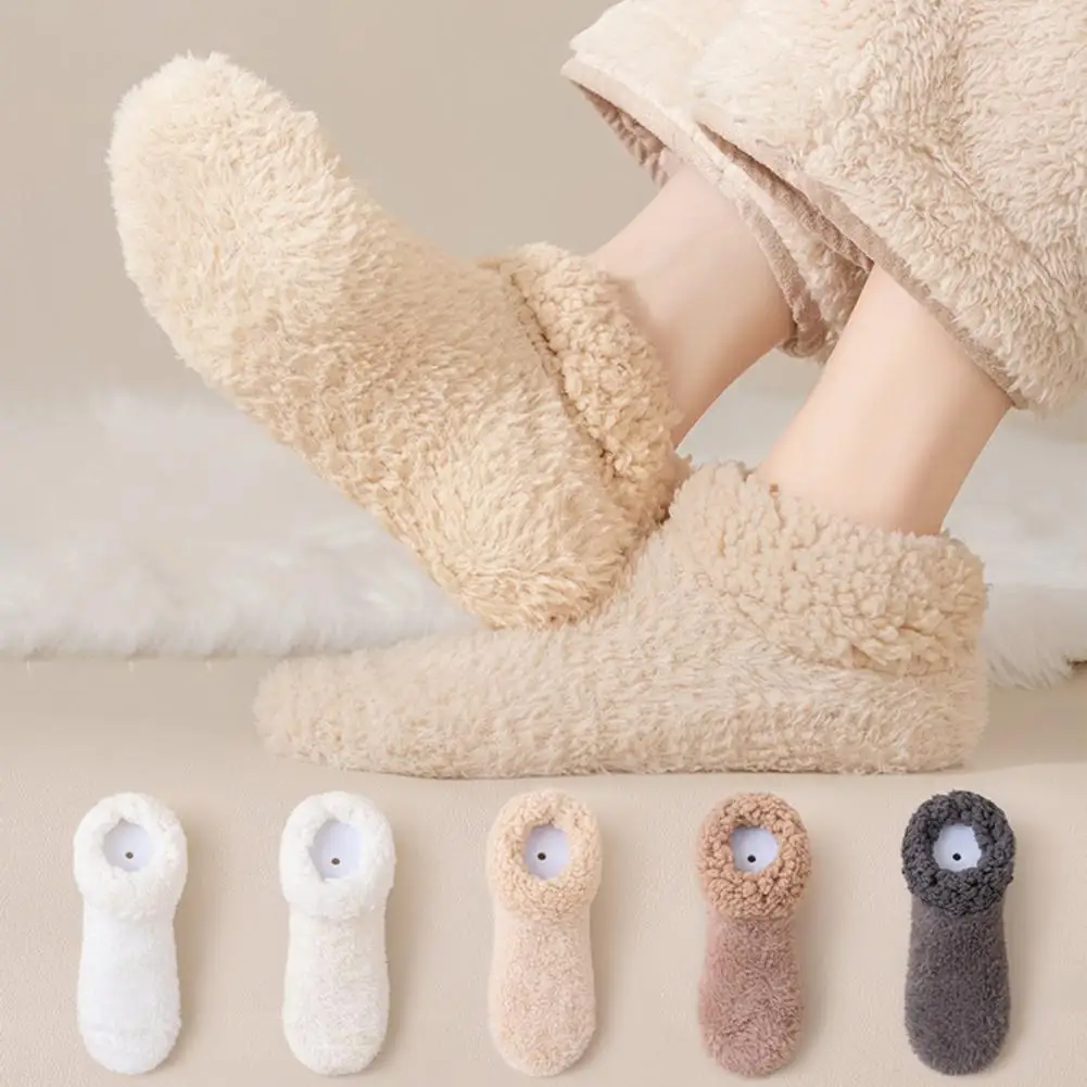 

Non-slip Floor Socks Cotton Blend Floor Socks Cozy Non-slip Fleece Slipper Socks for Women Winter Warm Ankle Fluffy Underwear