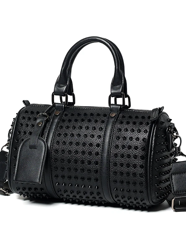 Fashionable Men's Black Hollow out Casual Crossbody Bag Large Capacity Single Shoulder Bag Leisure Pillow Shaped PU Leather