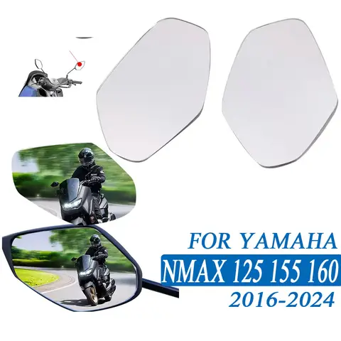 NMAX 155 N MAX 125 160 2023 2024 오토바이 볼록 거울 광각 증가보기 Yamaha NMAX155 용 후면보기 사이드 미러 렌즈