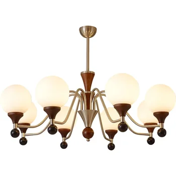 French medieval living room chandelier wabi wind retro restaurant designer walnut color high sense