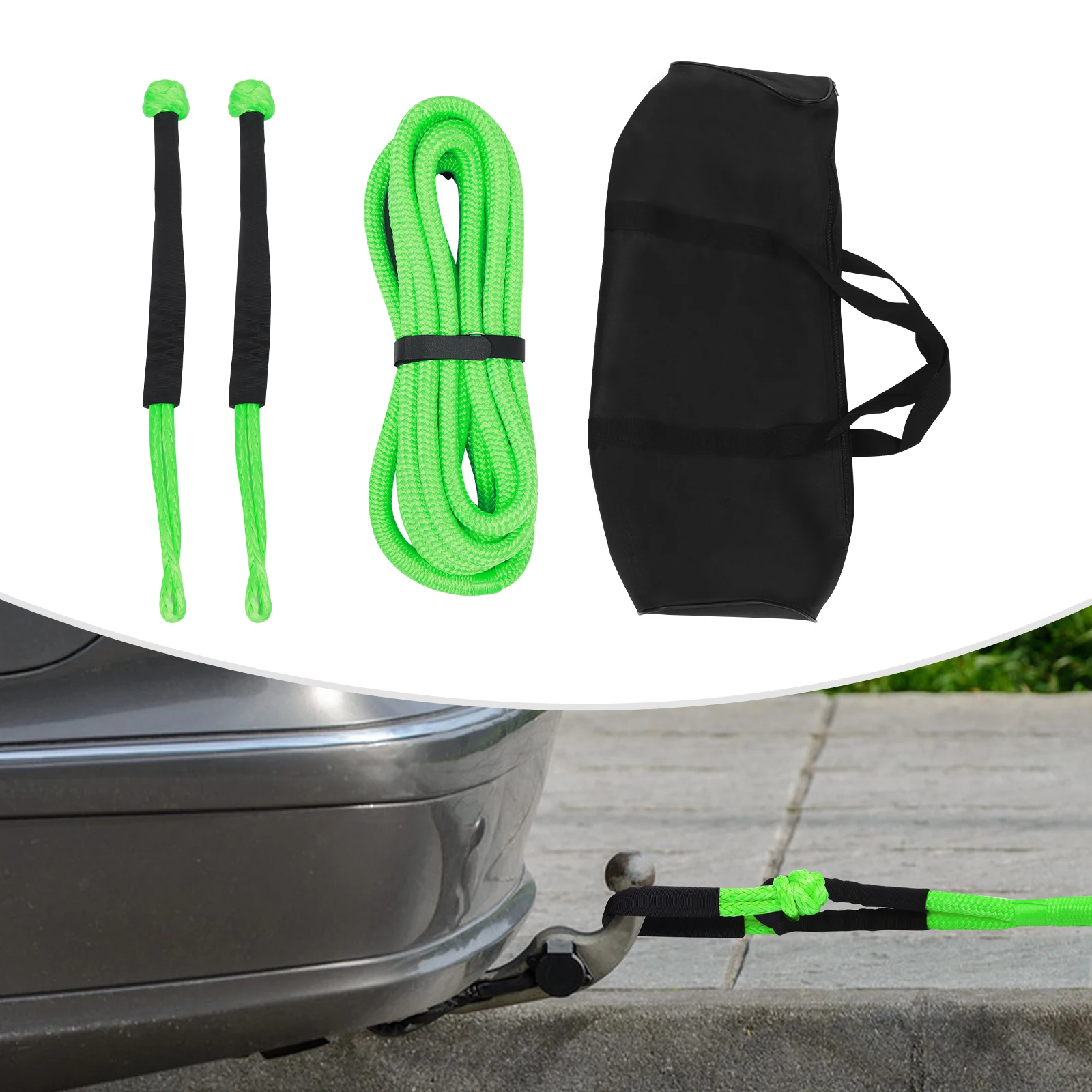 

7/8" Diameter 30ft Towing Rope with 2 Soft Shackles(Breaking Strength: 30580lbs) For Outdoor Exploration and Emergency Rescue