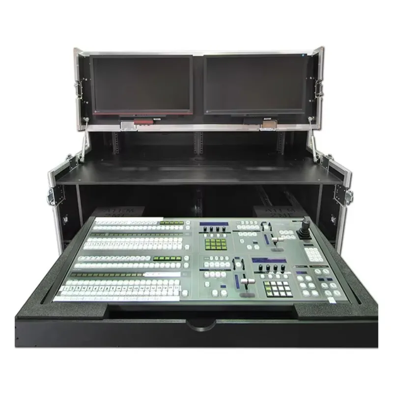 KKmark  Twin 10u Flight case with Production Workstation and Pull Out Drawer