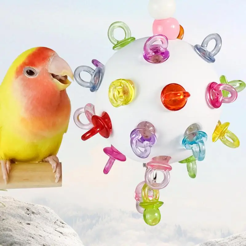 Parrot Toys Interactive Bird Parrot Toy Colorful Beads Bells Pet Toy Swing Stand Budgie Parakeet Cage Pet Bird Parrot Chew toys