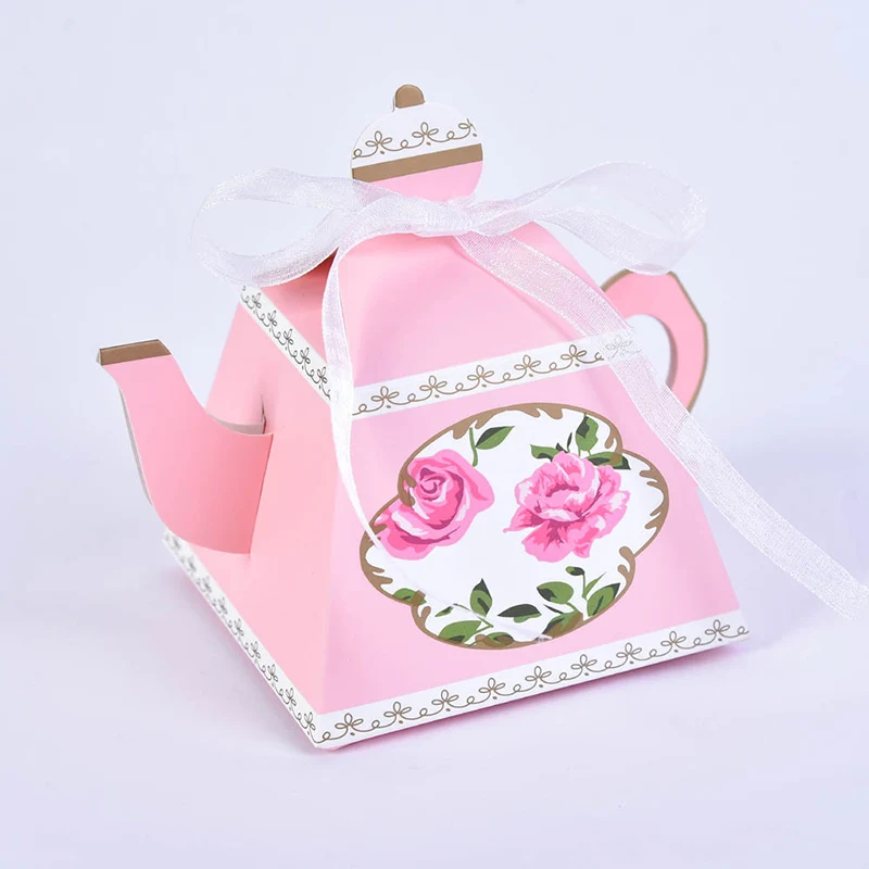 10/20Pcs Teekanne Geschenk Boxen Nette Cookie Candy Box Mini Papier Präsentieren Taschen Hochzeit Braut Geburtstag Weihnachten decor Party Liefert – Detail 10