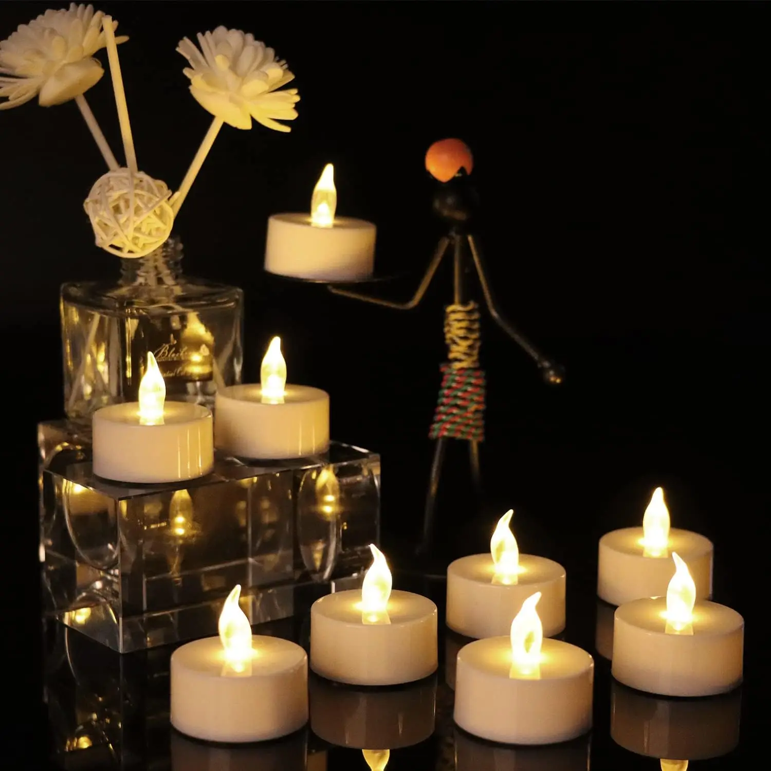 12-96 قطعة شمعة LED عديمة اللهب الإبداعية متمنيا Led الشاي ضوء دافئ أبيض عديمة اللهب شمعة هالوين زينة عيد الميلاد ضوء شمعة