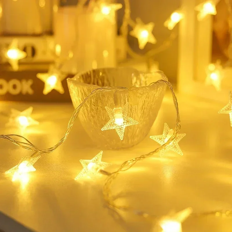 String Lights 10/20/40/80 LED Star String Lights Battery/USB Power Supply Fairy String Lights Wedding New Year Christmas Decor