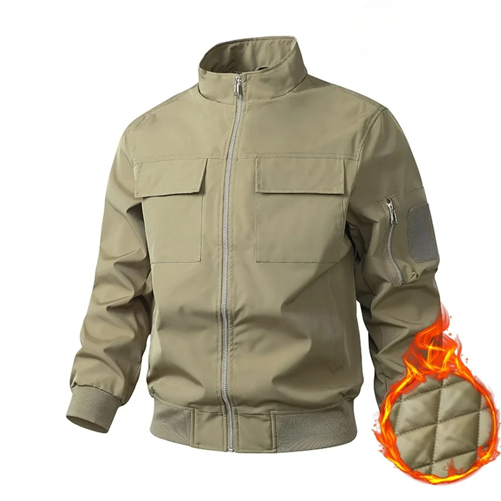 Winter Military Tactical Jacket Men's Solid Color Baseball Jacket Casual Thicken Windproof Warm Air Force MA1 Pilot Jackets Men