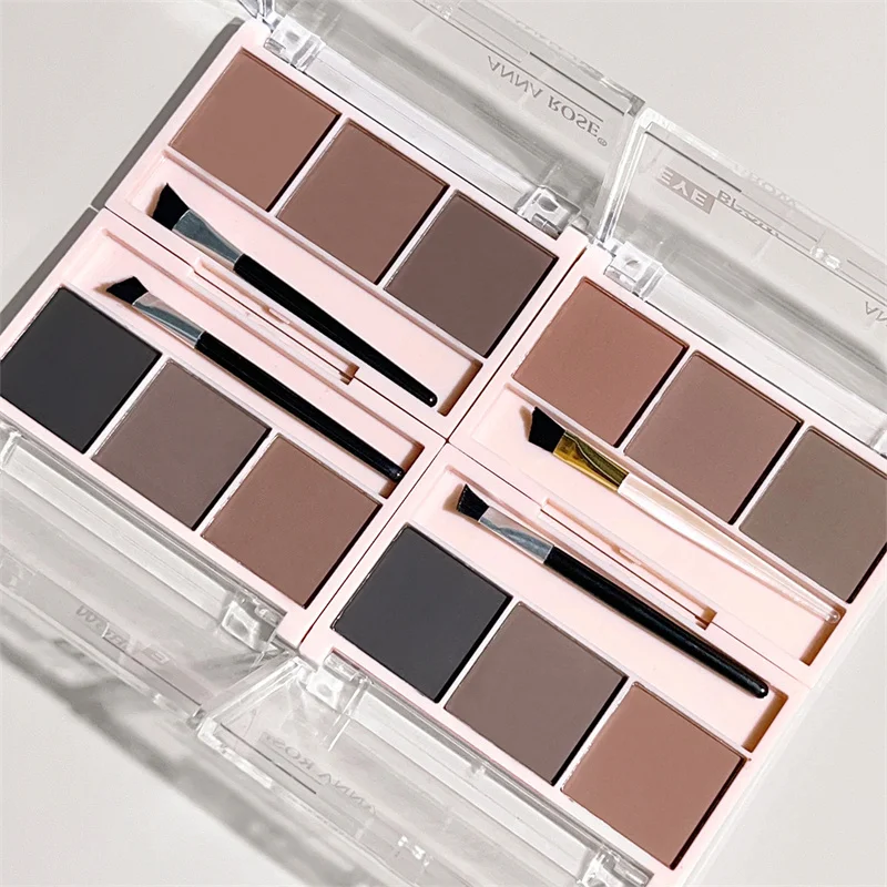 3-Color Brow Powder Set With Brush Waterproof Long-lasting Color-resistant Versatile Contour Makeup Set Three-dimensional