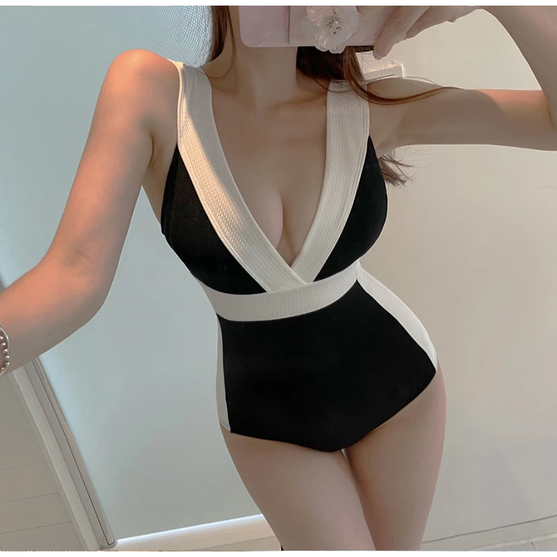 

Summer Fashion Harajuku Sexy Swimsuits Women Slim Fit All Match Bikini Set Patchwork Aesthetic Casual Solid Sleeveless Swimwear