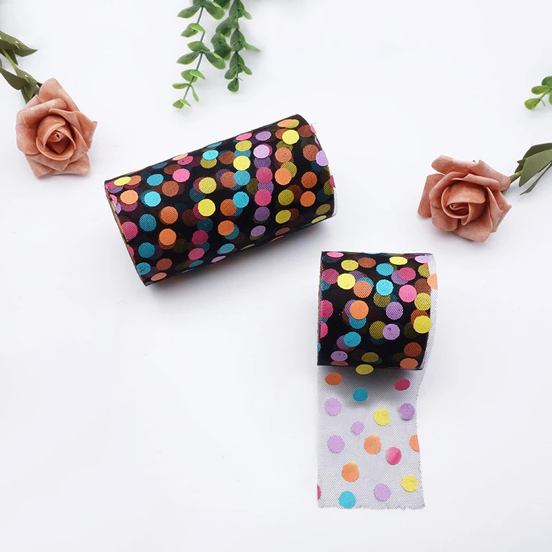 5yards 60mm 120mm Colorful Dots Print Organza Stain Ribbon for DIY Crafts Hair Accessories Handmade Materials Gift Box Ribbons