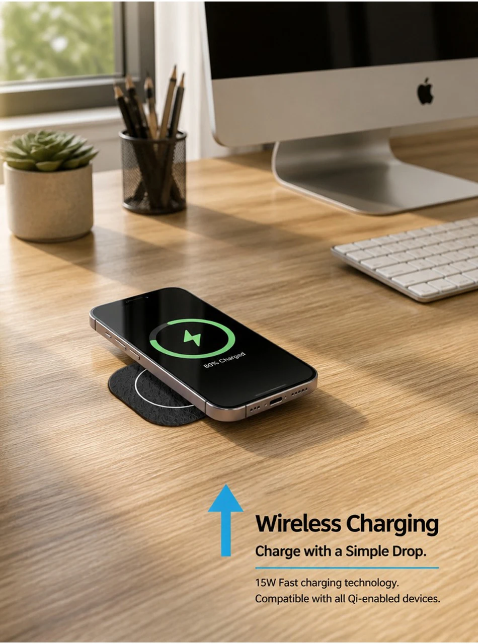 15W Built-in Wireless Charger Flush Mount Desktop Charging Station Black & White , US/EU/UK Plug Fast Charge for Office Home T&I Online Store