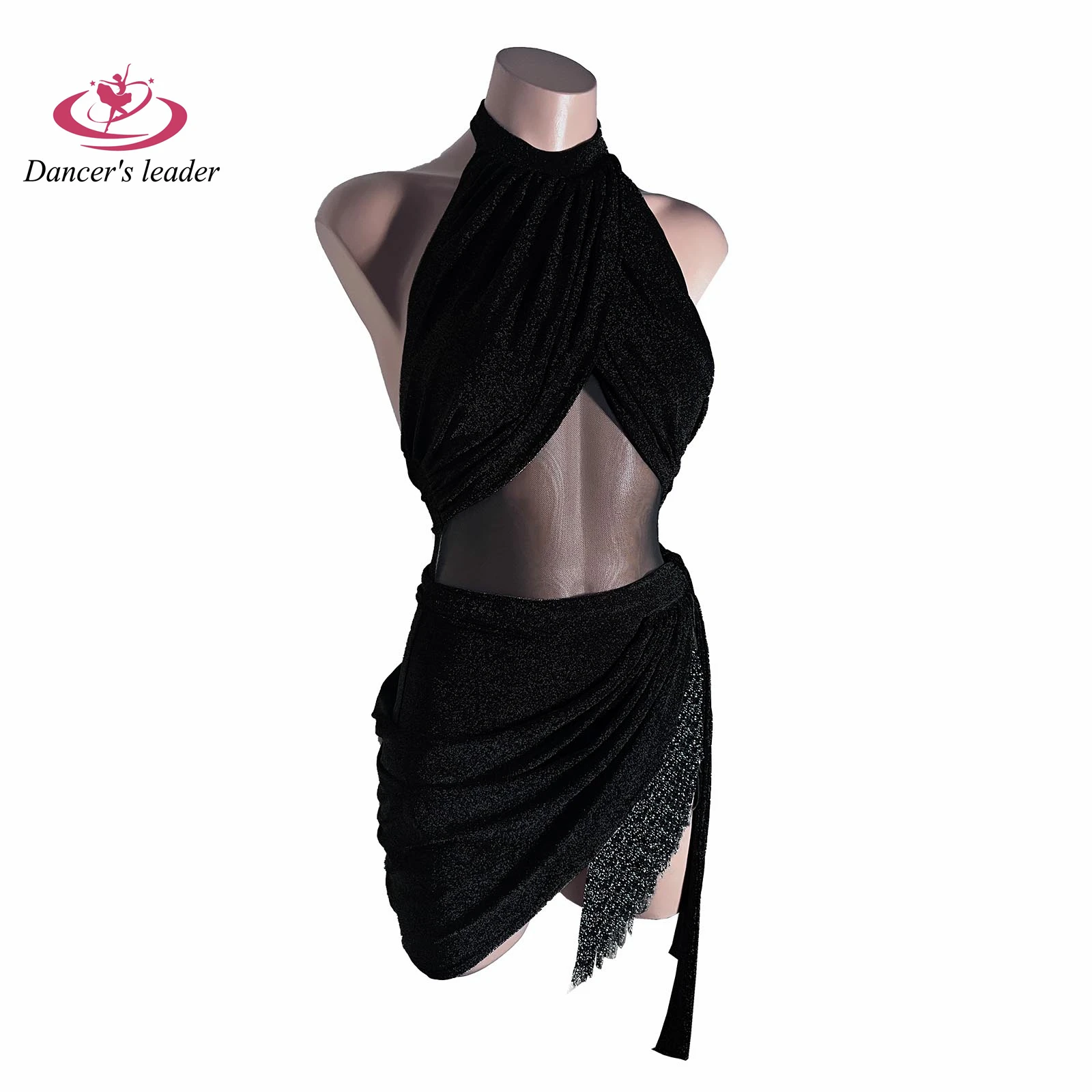 

Latin Dance Costume For Women, Adults, And Children, High-End Sparkling Lace Up Tassel Women'S Practice Outfit