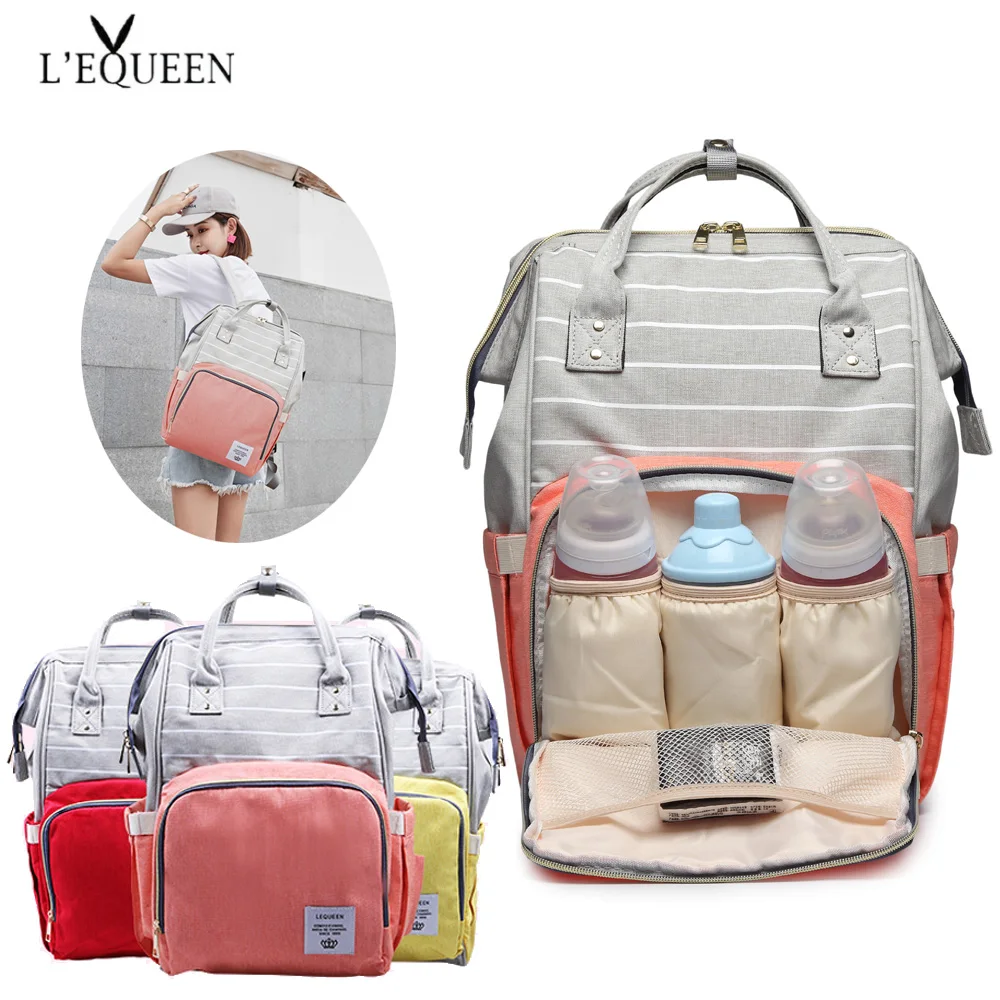 Lequeen Fashion Mummy Maternity Nappy Bag Large Capacity Nappy Bag Travel Backpack Nursing Bag for Baby Care Women\'s Fashion Bag