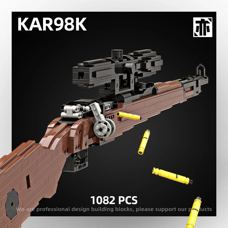 

1082PCS Kar 98k Sniper Rifle Building Blocks Emissibility With Bullet Scope Assemble Gun Bricks Weapon Toy Gift For Military Fan
