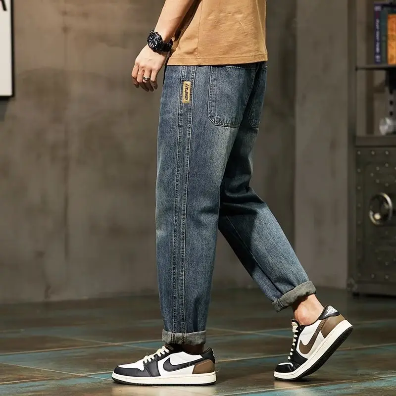 Vintage Loose Fit Straight Leg Men's Jeans Casual Trousers New Arrival Spring Autumn Fashion Simple Stylish Hong Kong Style