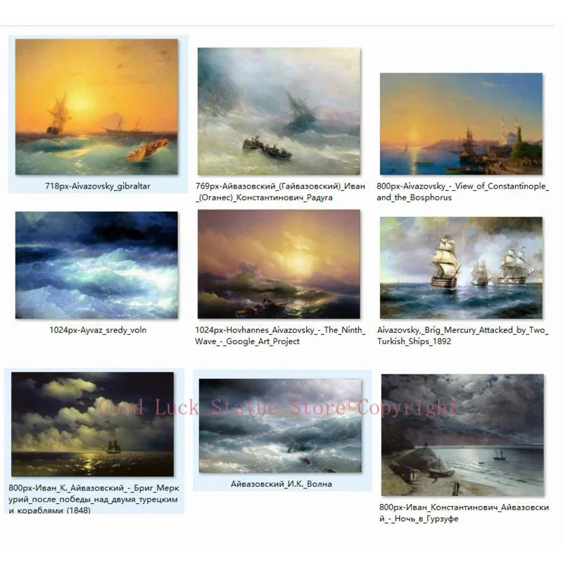 9pcs -GOOD quality-TOP art - Russian artist Ivan Aivazovsky seascape Wave The Ninth Wave  painting print art on canvas