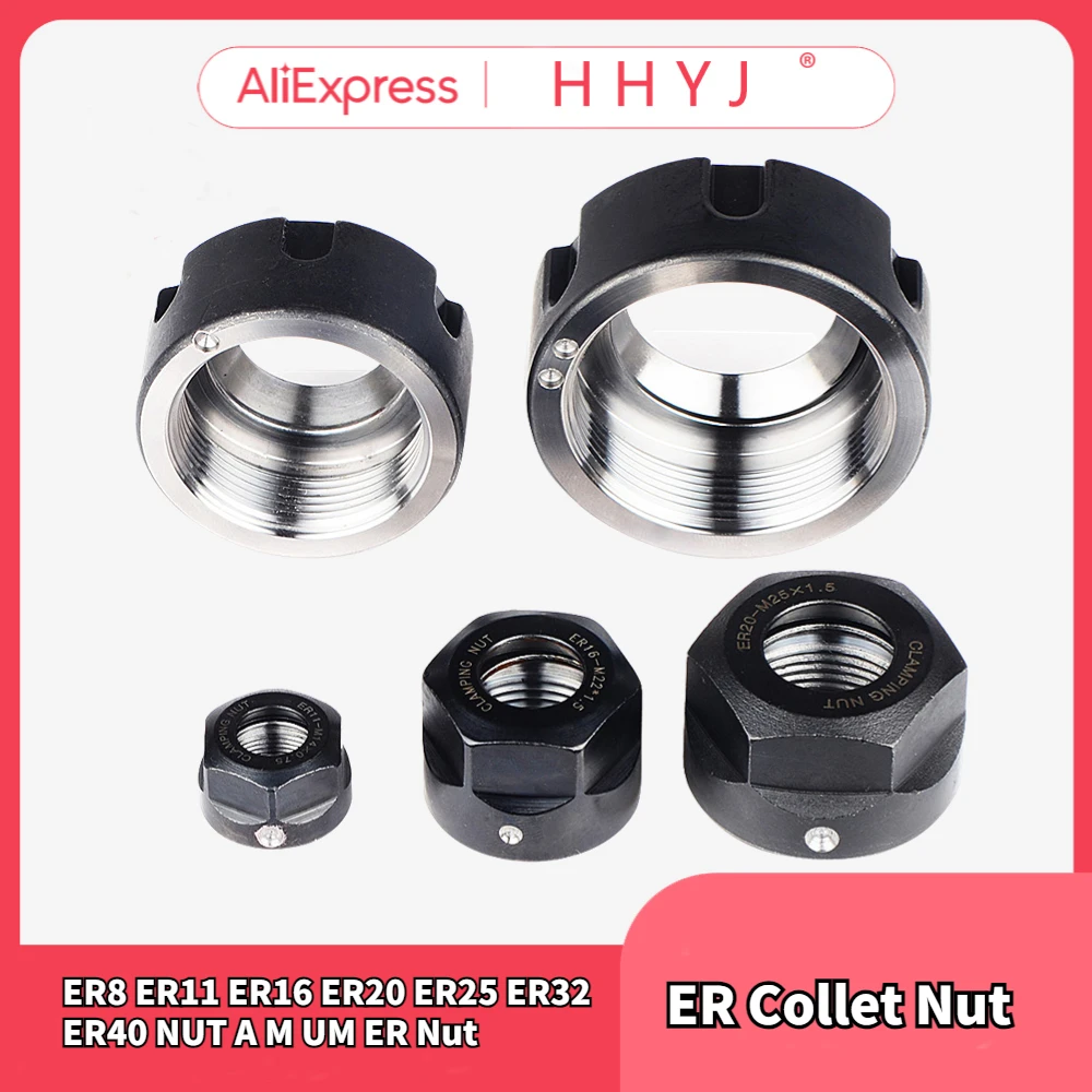 CNC 너트 타각기 ER 콜릿 너트, 공구 거치대 선반 밀링 공구, ER8 ER11 ER16 ER20 ER25 ER32 ER40 너트