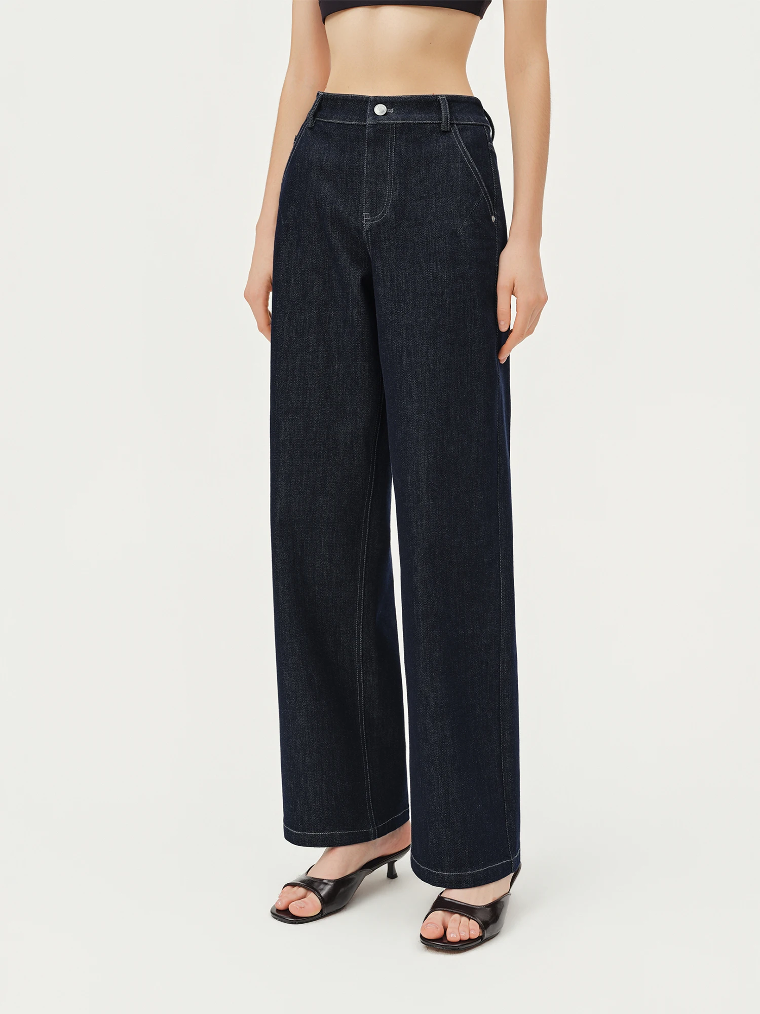 ZIQIAO 2026 Fall Women's Shifted Forward Side Seam Slim Straight Leg Floor-Length Jeans - Chic Casual Denim Pants for Daily Wear