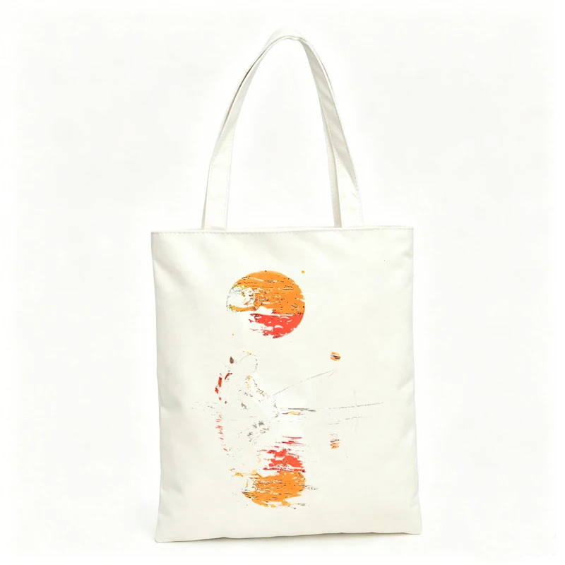 Women's abstract sunset print canvas tote bag, artistic design for casual outings and daily use