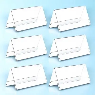 

6Pcs Smooth Finish Acrylic Seating Signs Transparent Blank Desk Name Plates for Conference Table Number Holders Wedding Sign