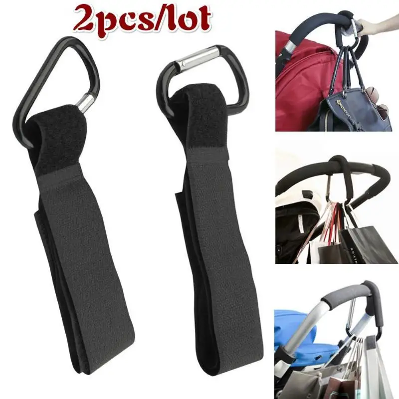 2/4Pcs Baby Stroller Hooks Wheelchair Shopping Cart Nylon Velcro Hooks Household Portable Metal Buckle Hooks Shopping Cart Hooks
