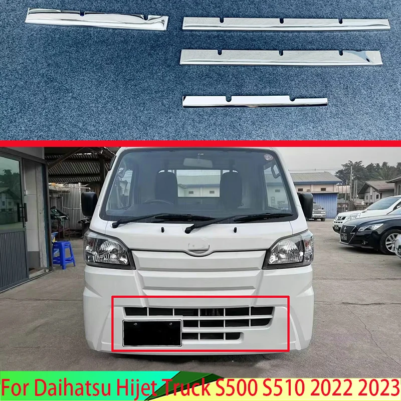 For Daihatsu Hijet Truck S500 S510 2022 2023 Stainless Steel Front Grille Accent Cover Lower Mesh Trim Molding Styling Bezel