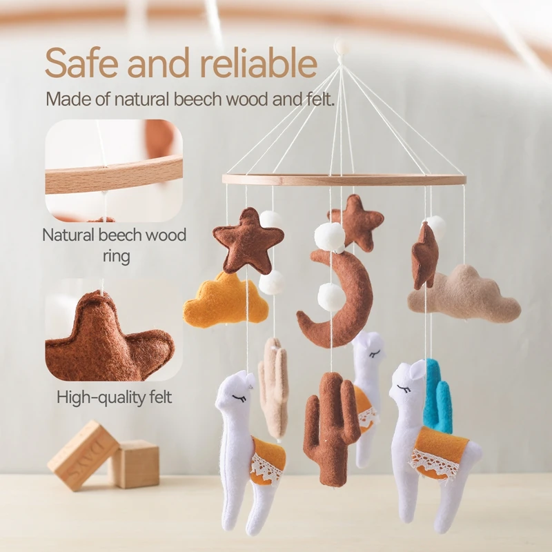 เปลเด็ก Mobile Bed Bell Rattle ของเล่น Soft Felt การ์ตูน Alpaca Cloudy Star Moon แขวนเตียง Bell Mobile Crib Bracket ของเล่นเด็กของขวัญ