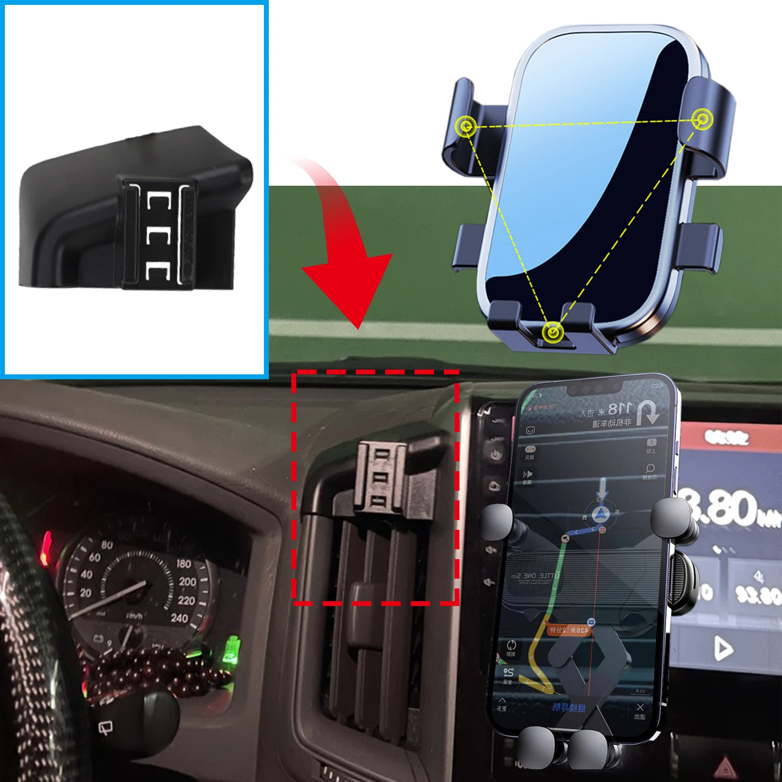 لتويوتا لاند كروزر LC200 2016 2017 2018 2019 2020 2021 حامل هاتف شاشة ثابتة الملاحة قوس قاعدة لاسلكية
