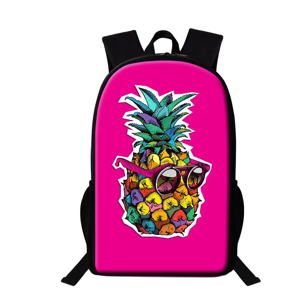 Pineapple Fruit Print School Bags Cartoon Fruit Backpack For Teen Girls Student Bookbag Gift 16 Inches Travel Daypack Laptop Bag