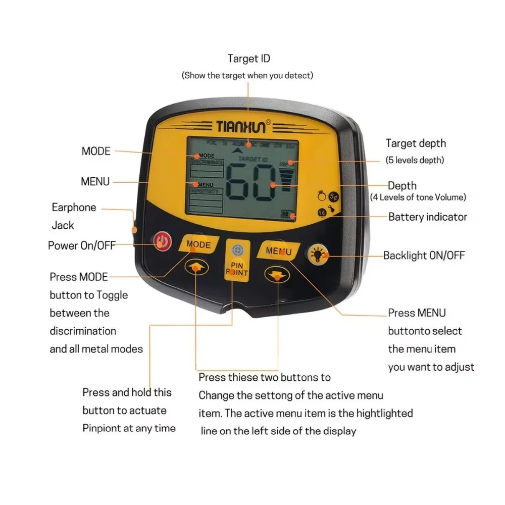 TX-950 Smart Metal Detector with 15 Inch DD Search Coil for Outdoor Metal Detection