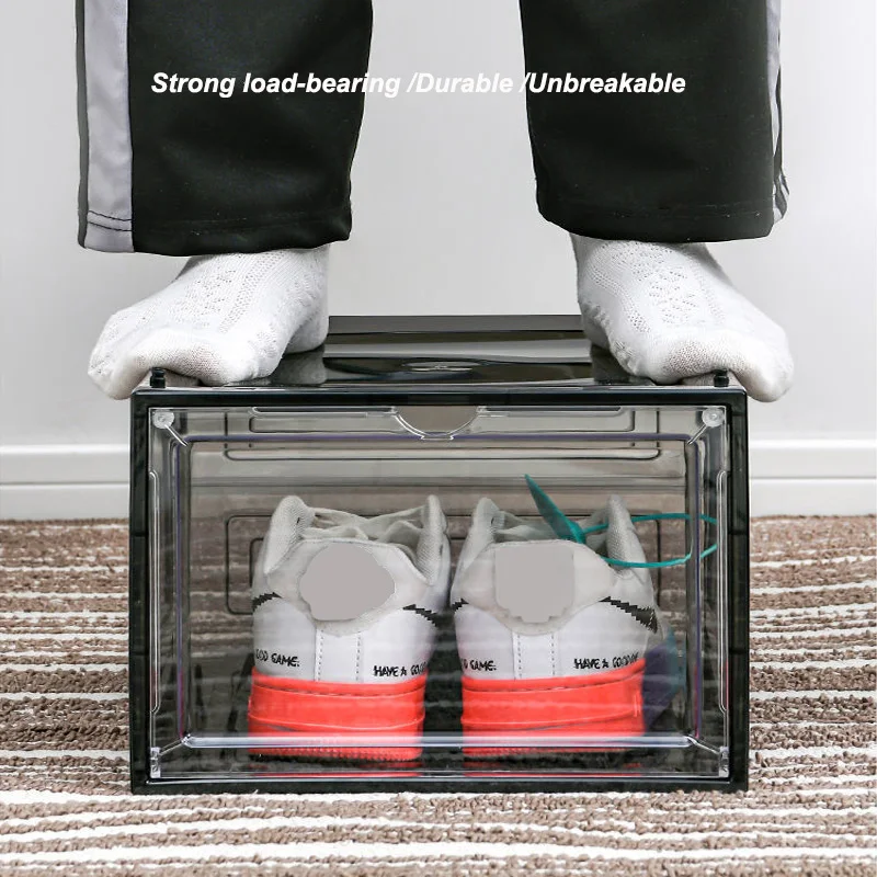 Magnetic Shoe Organizer Plastic Transparent Drawer Shoe Storage Box Space Saving Dormitor Shoe Rack Shoe Cabinet