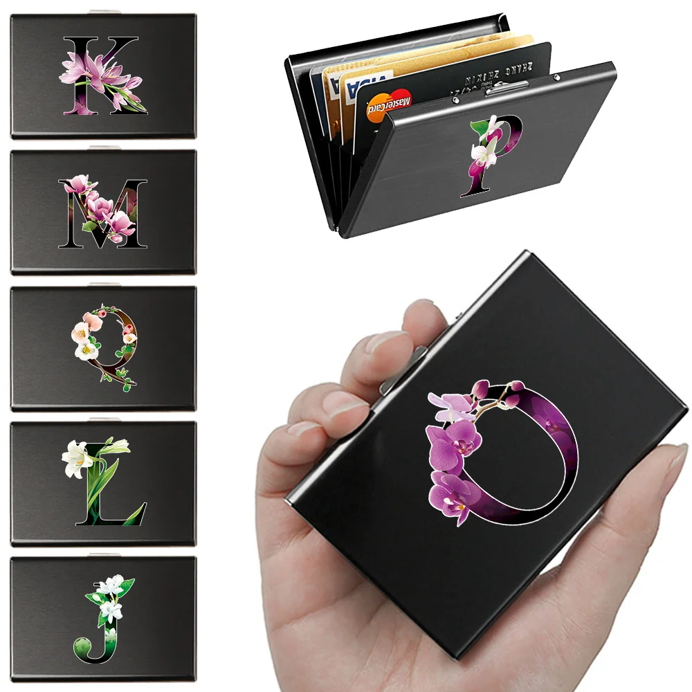 Card Holder Anti-theft Credit Bank Card Holder Wallet Luxury Men Money Bag Flower Letter Print ID Case Slim Small Money Wallets