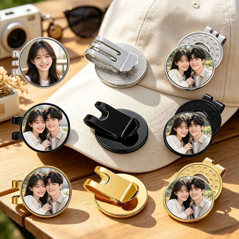 Custom Photo Golf Hat Clip, Personalised Photo Golf Ball Marker, a Unique Keepsake Gift for Golf-Loving Dads