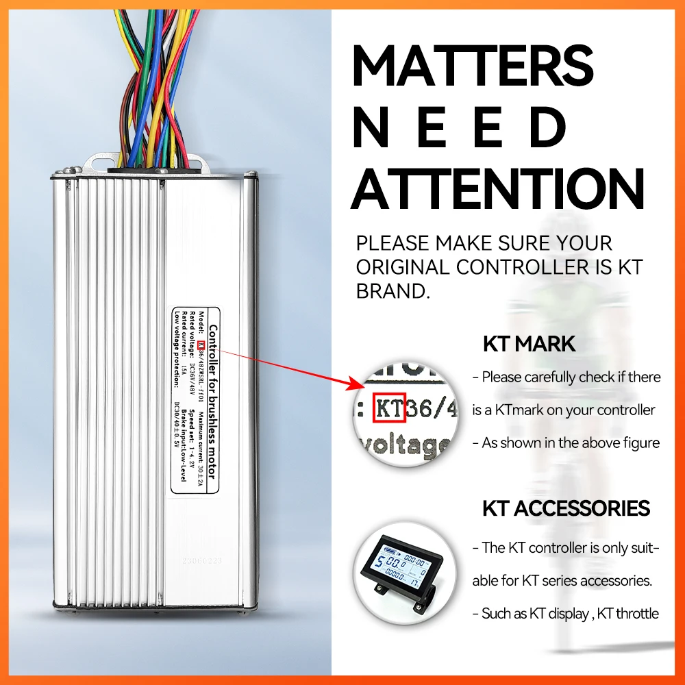 Ebike KT Controller  36V/48V LCD3 LCD4 LCD5 Display  SM Waterproof  Plug Electric Bicycle Squarewave Controller Conversion