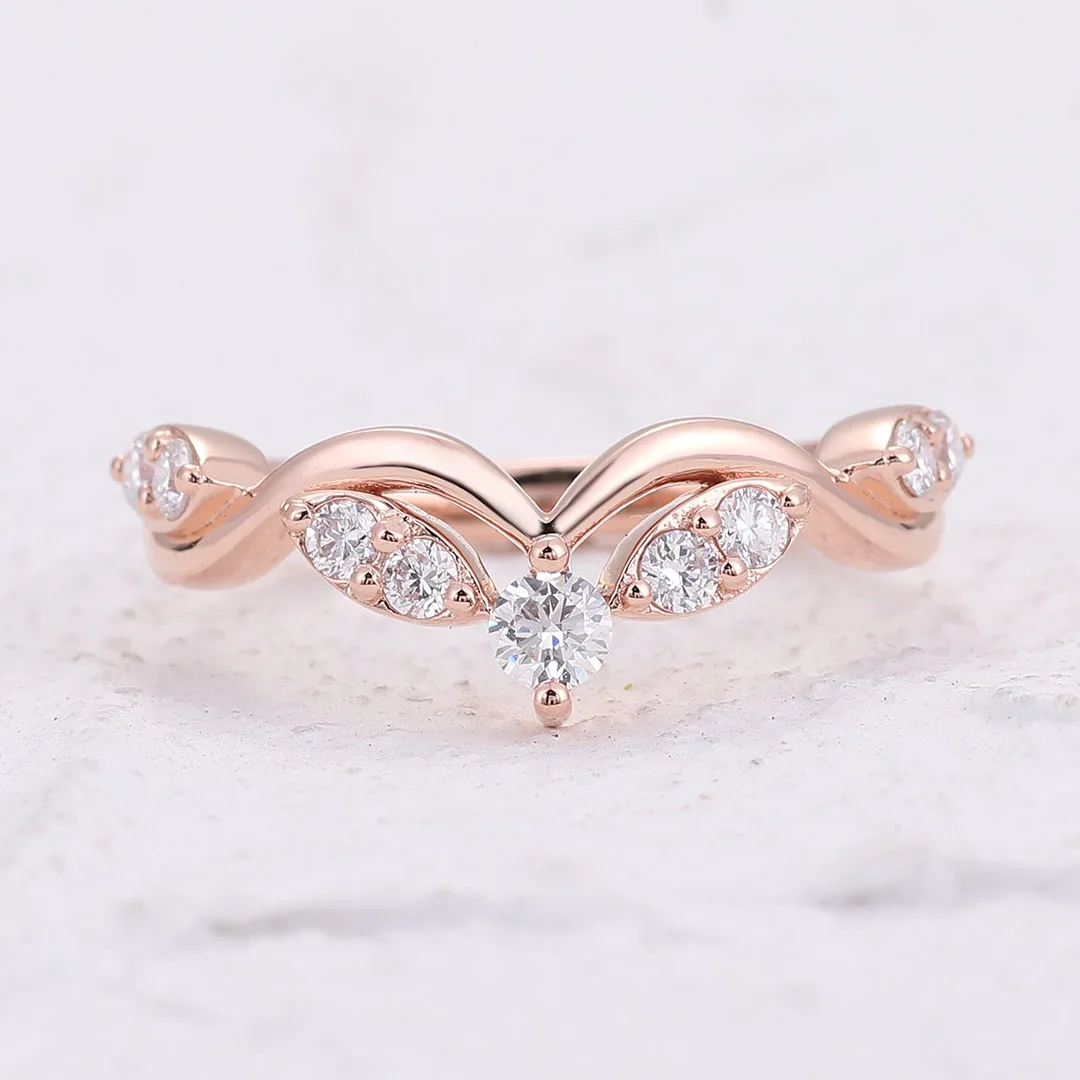 

Provence jewelry 18K rose gold wedding band lab diamond engagement rings for women stacking bridal ring set anniversary gifts