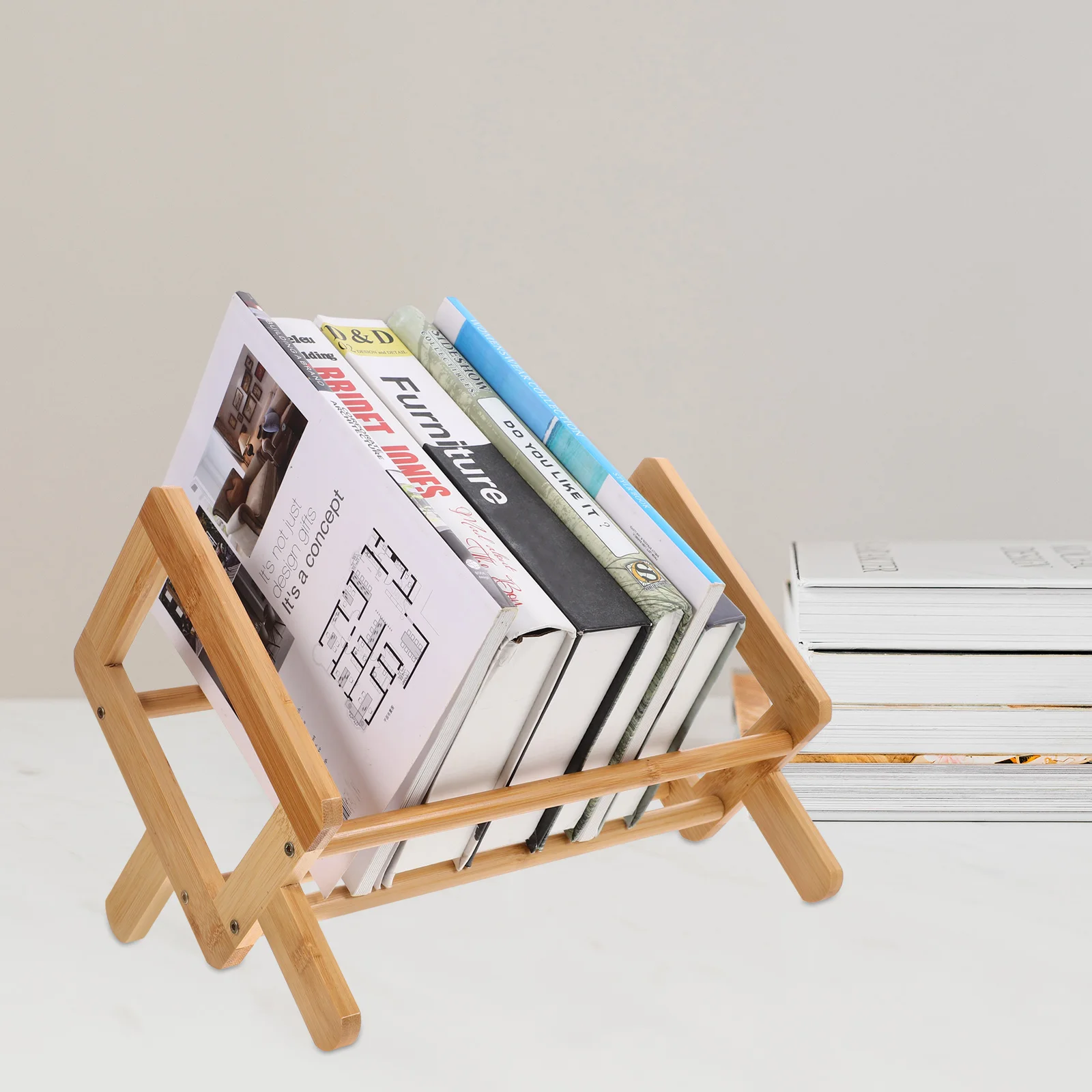 

Desktop File Rack Bamboo Book Stand Student Reading Rack Compact Size Material Practical Storage Solution Small