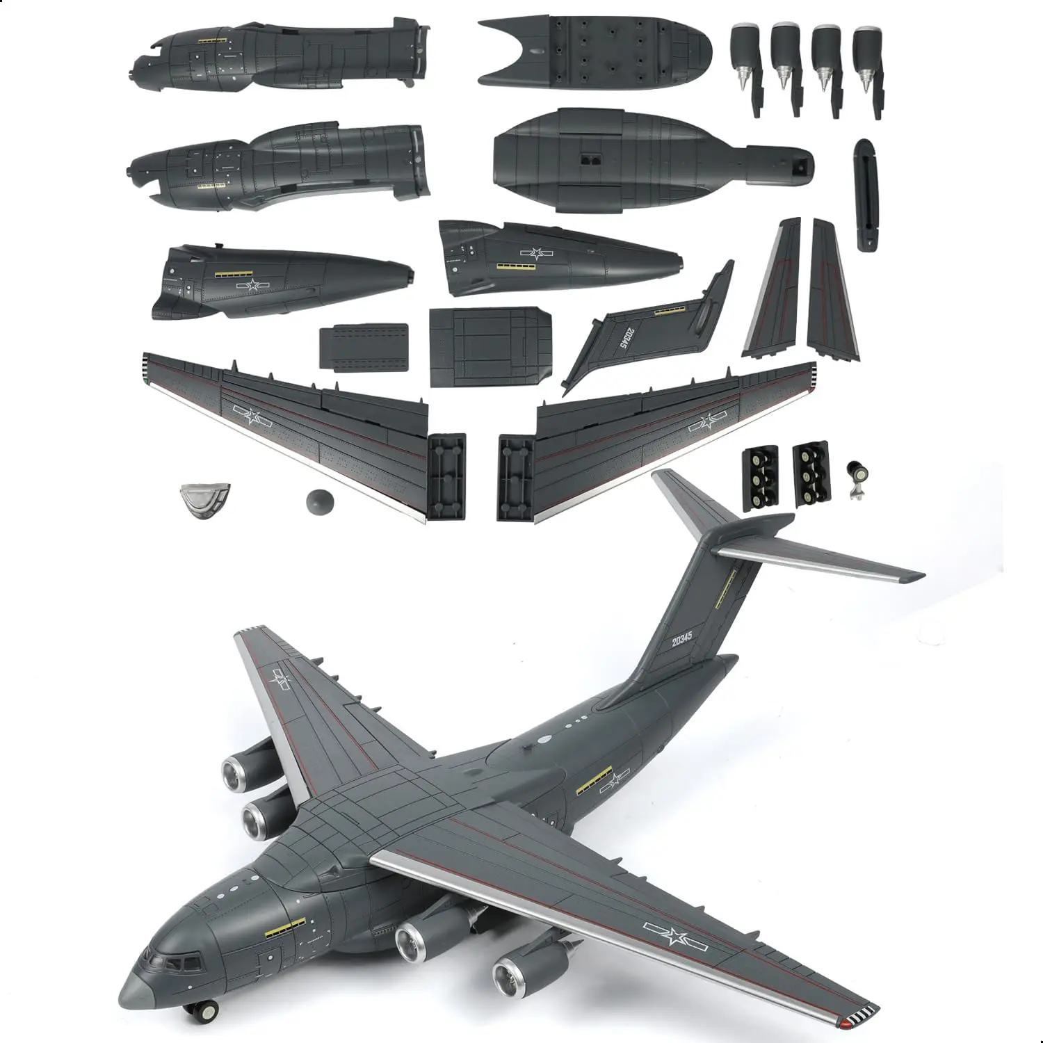 Kit de modèle d'avion de transport Y-20 à assembler rapidement, échelle 1:100, modèle d'avion en plastique Y-20, jouet amusant à assembler avec support, cadeau pour enfants