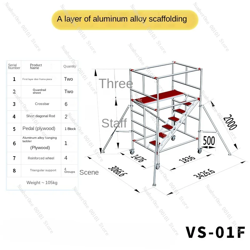 Aluminum Alloy Decoration Scaffolding Construction Site Aerial Work Platform Mobile Climbing Ladder